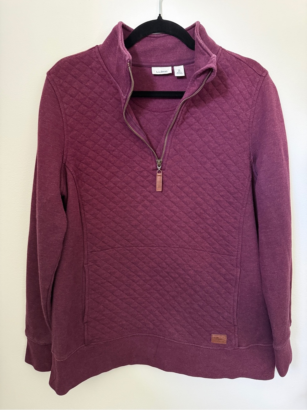 L.L. Bean Quilted Sweatshirt 1/4 Zip Pullover Long Sleeve